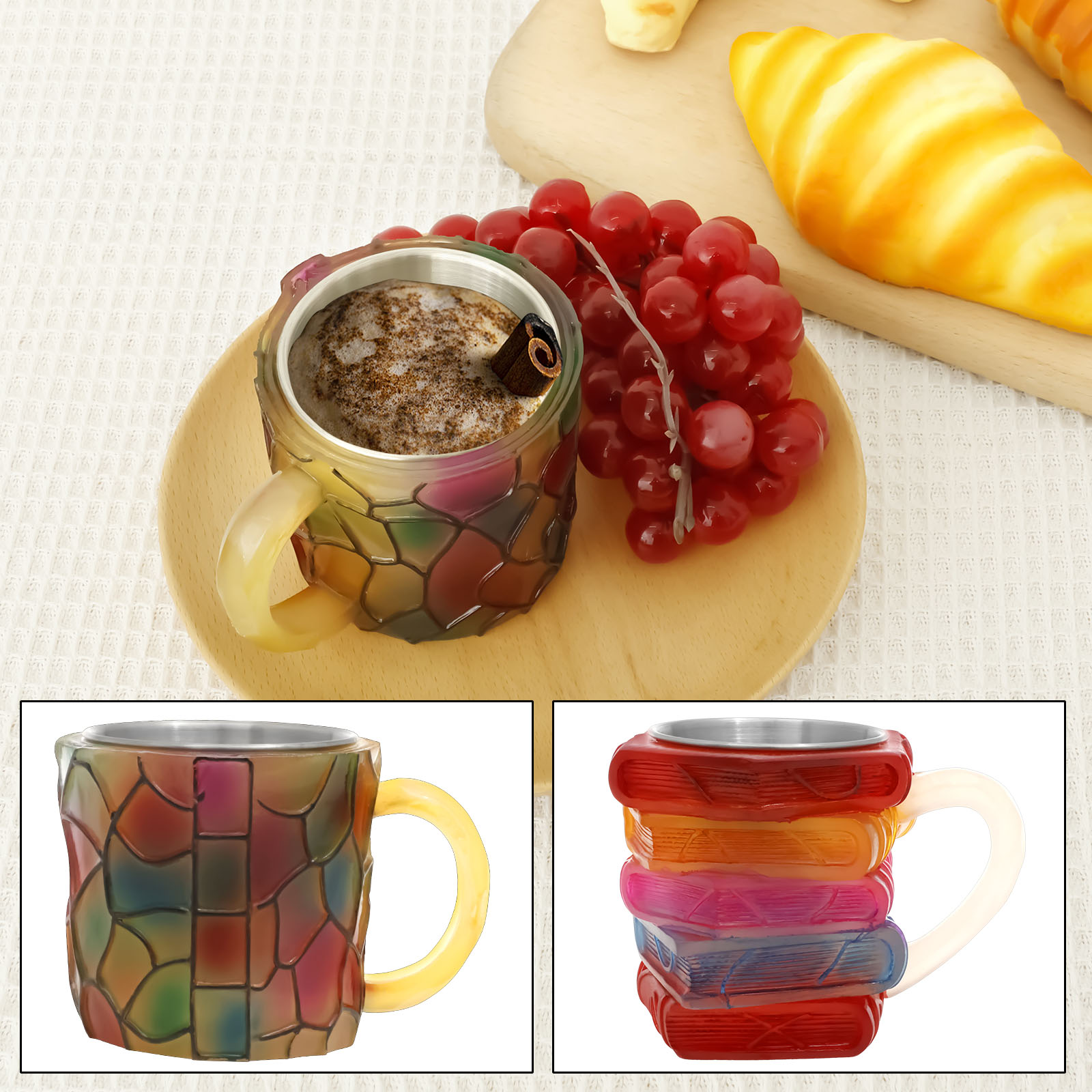 Painted Book Mug 3D Colored Gl - Coffee Equipment Eu 评论和价格